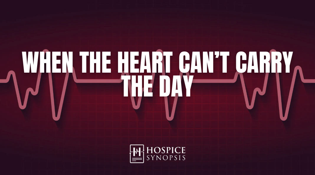 A pink heartbeat line crosses a deep red background behind the words “When the Heart Can’t Carry the Day.”